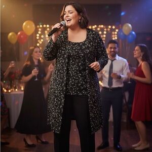 Elegant Black Floral Women's Top